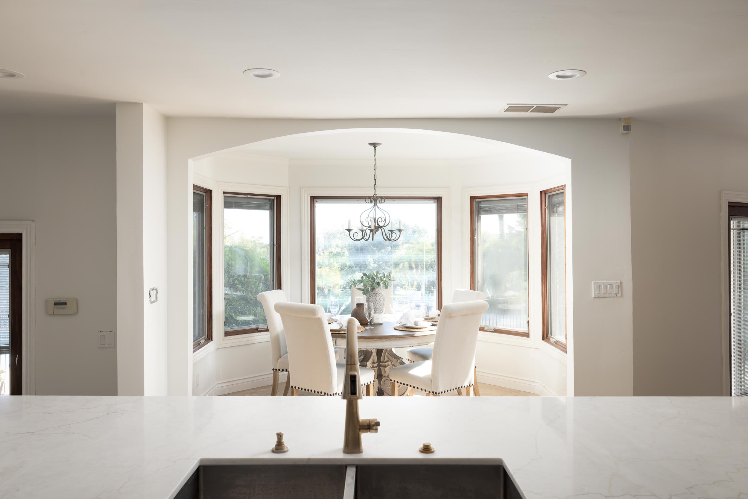 Staged kitchen dining bay window Poway